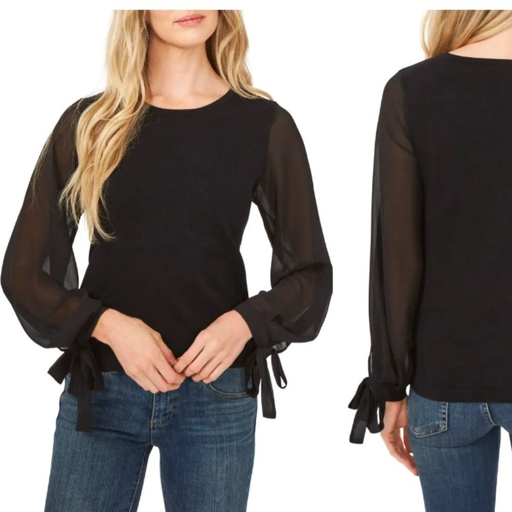 CeCe black lightweight crew neck sweater